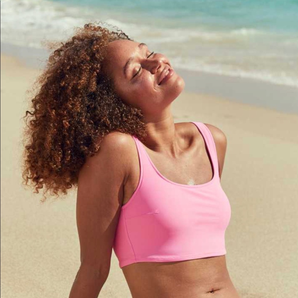 Pink scoop bikini top